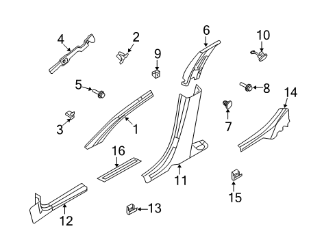 2010 Mercury Milan Interior Trim - Pillars Diagram
