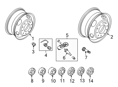 2017 Ford F-350 Super Duty Wheels Diagram