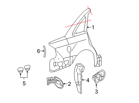 2006 Ford Five Hundred Quarter Panel & Components Diagram