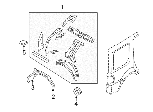 2007 Ford Expedition Inner Panel, Rear Passenger Side Diagram for 9L1Z-4027864-A
