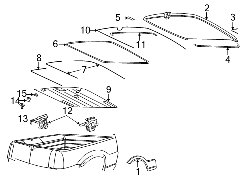 2002 Lincoln Blackwood Exterior Trim - Pick Up Box Diagram
