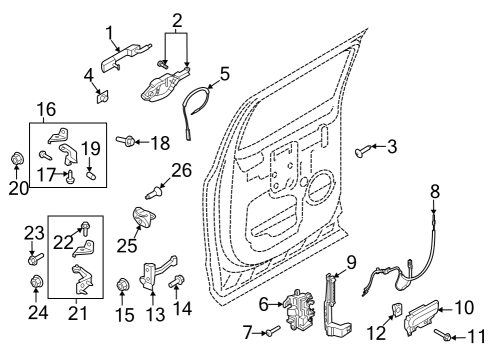 2024 Ford F-150 Lightning Rear Door - Lock & Hardware Diagram