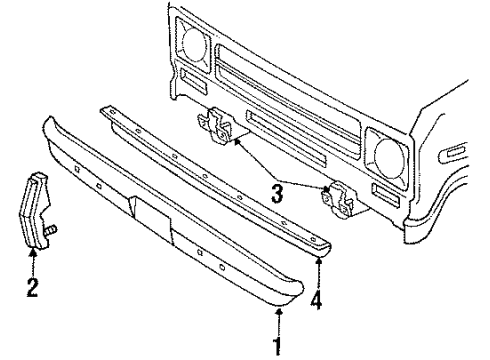 1990 Ford E-250 Econoline Bumper & Components - Front Diagram