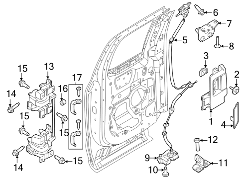 2023 Ford F-350 Super Duty Rear Door - Lock & Hardware Diagram