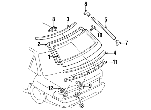 1994 Ford Escort Glass & Hardware - Back Glass Diagram