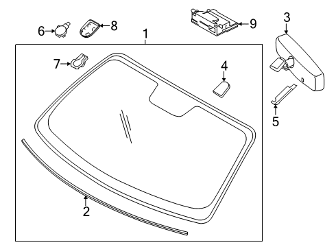 2015 Ford Mustang Glass - Windshield Diagram