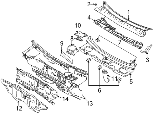 2013 Lincoln MKS Cowl Diagram