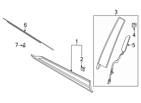 2024 Ford Escape Exterior Trim - Front Door Diagram
