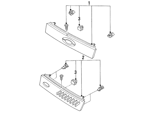 1993 Ford Escort Grille & Components Diagram
