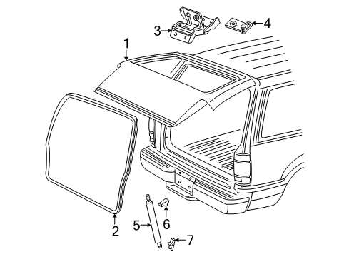 2002 Ford Explorer Sport Gate & Hardware Diagram
