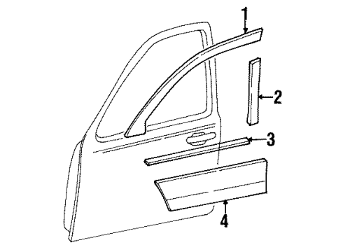 2001 Lincoln Town Car Exterior Trim - Front Door Diagram