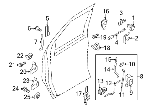 2012 Ford E-250 Front Door - Lock & Hardware Diagram