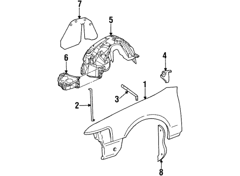 2000 Lincoln Town Car Fender & Components Diagram