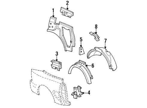 1998 Ford Mustang Inner Structure - Quarter Panel Diagram 2 - Thumbnail