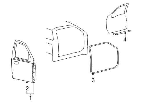 2000 Ford Excursion Door & Components Diagram
