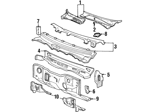 1990 Lincoln Town Car Cowl Diagram