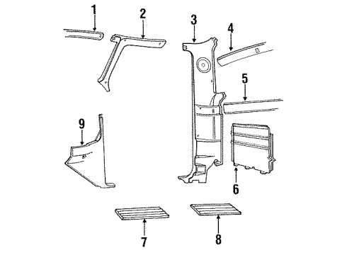 1989 Ford F-250 Interior Trim - Cab Diagram