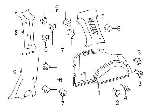 2004 Ford Focus Interior Trim - Quarter Panels Diagram