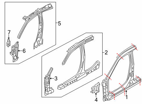 2011 Lincoln MKZ Center Pillar Reinforcement, Inner Passenger Side Diagram for 9E5Z-5424382-A