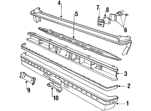 1988 Lincoln Town Car Bumper & Components - Rear Diagram