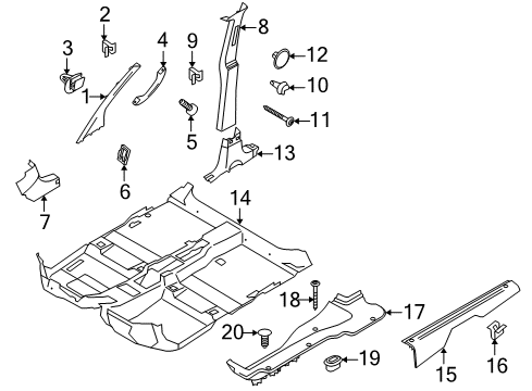 2012 Ford Transit Connect Interior Trim - Pillars Diagram