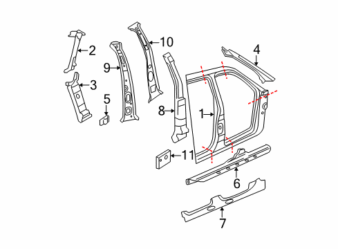 2005 Mercury Mountaineer Uniside Assembly, Passenger Side Diagram for 1L2Z-78211A10-AA