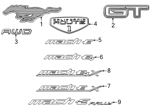 2024 Ford Mustang Mach-E Exterior Trim - Lift Gate Diagram
