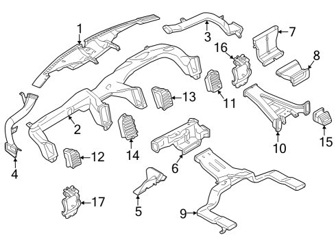 2021 Ford F-150 Louvre Assembly - Vent Air Diagram for NL3Z-15045C08-CA