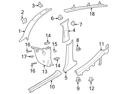 2005 Ford Focus Interior Trim - Pillars Diagram 3 - Thumbnail