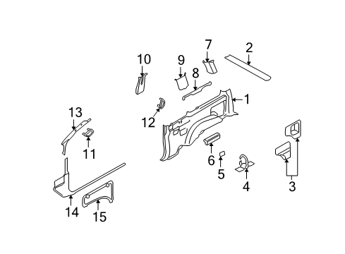 2003 Ford Explorer Sport Interior Trim - Quarter Panels Diagram