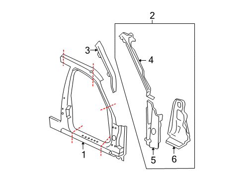 2005 Mercury Grand Marquis Aperture Panel, Passenger Side Diagram for 3W7Z-54211A10-AA