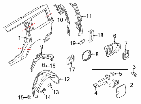 2019 Ford Flex Quarter Panel & Components Diagram