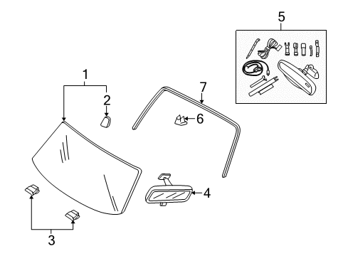 2011 Mercury Mariner Glass - Windshield Diagram