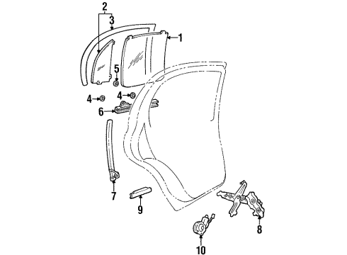 1997 Lincoln Continental Glass - Door Diagram
