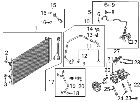 2021 Lincoln Corsair A/C Condenser, Compressor & Lines Diagram