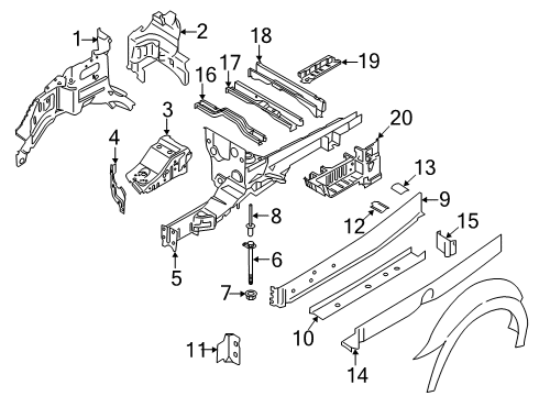 2023 Ford Transit-250 Apron Assembly - Front Fender Diagram for PK4Z-16055-A