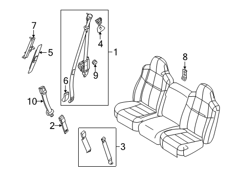 2009 Ford F-350 Super Duty Front Seat Belts Diagram