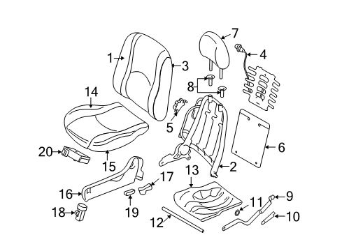2011 Mercury Mariner Front Seat Components Diagram