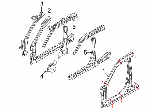 2006 Lincoln Zephyr Center Pillar & Rocker Diagram