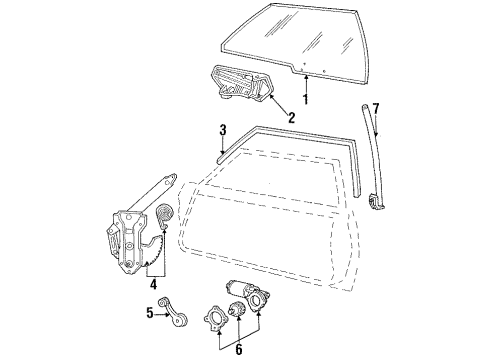 1987 Mercury Grand Marquis Glass - Door Diagram 2 - Thumbnail