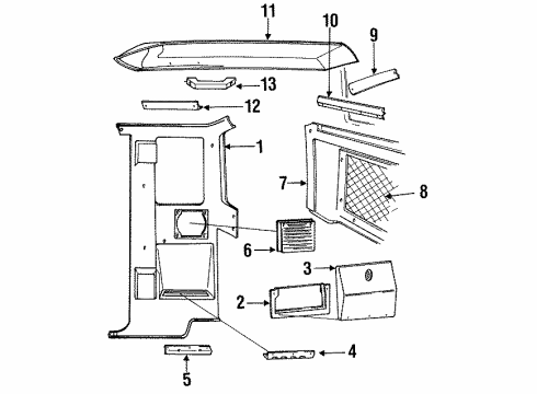 1990 Ford Ranger Interior Trim - Cab Diagram 2 - Thumbnail