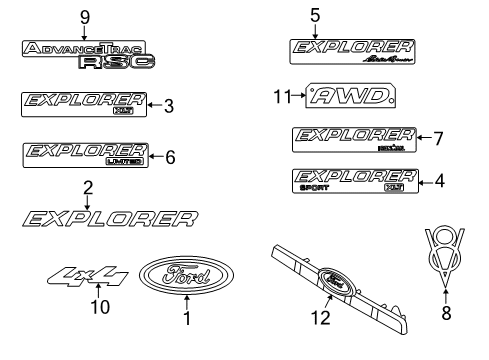 2006 Ford Explorer Exterior Trim - Lift Gate Diagram