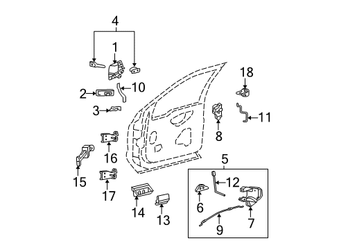 2008 Ford F-250 Super Duty Front Door - Lock & Hardware Diagram