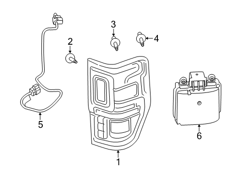 2022 Ford Ranger Lamp Assembly - Rear, Stop And Flasher Diagram for KB3Z-13405-J