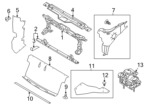2013 Ford F-150 Radiator Support, Front Upper Diagram for 9L3Z-16138-B