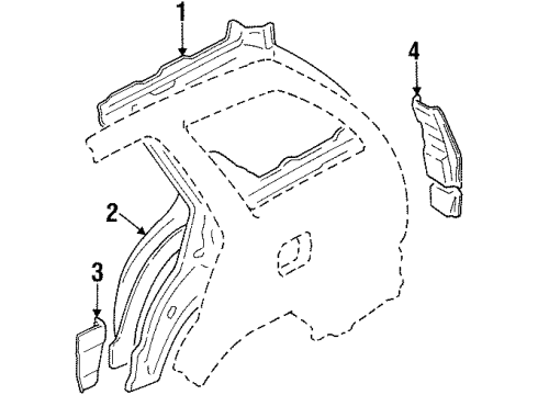 1997 Mercury Tracer Inner Structure - Quarter Panel Diagram 2 - Thumbnail