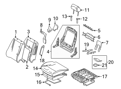 2006 Lincoln Zephyr Front Seat Components Diagram