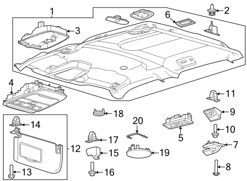 2024 Ford F-250 Super Duty VISOR ASY - SUN Diagram for PC3Z-1004105-SG