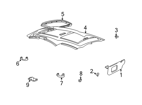 2000 Ford Taurus Interior Trim - Roof Diagram 2 - Thumbnail
