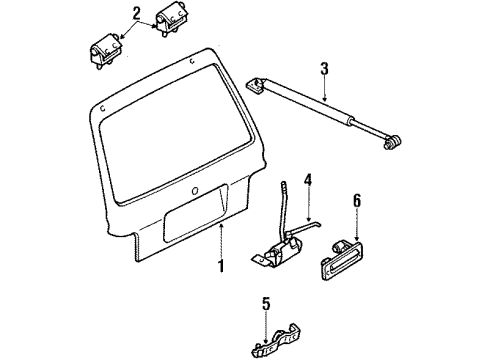 1990 Ford Festiva Gate & Hardware Diagram